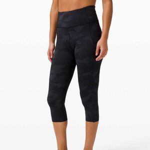 Lululemon Fast and Free Crop II 19" *Non-Reflective Heritage 365 Camo Deep Coal